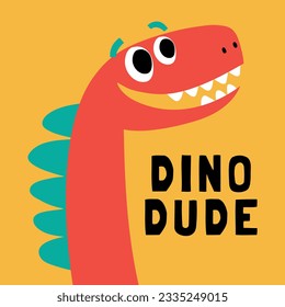 funny dinosaur head drawing as vector for kids fashion print