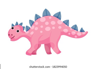 Funny Dinosaur with Horns as Ancient Reptile Vector Illustration