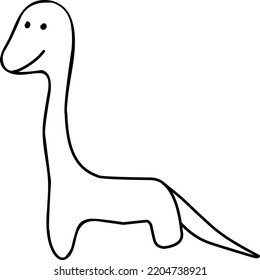 Funny dinosaur illustration. Hand-drawn doodles illustration. Line art. Icon