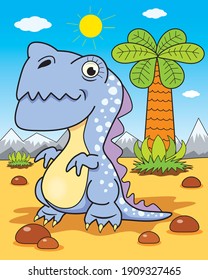 Funny Dinosaurier auf dem Hintergrund der Tierwelt 