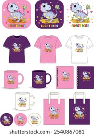 Funny dinosaur playing with butterfly design options