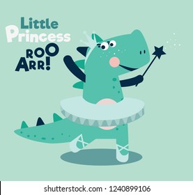 Funny dinosaur princess ballerina