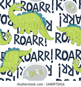 Funny dinosaur seamless pattern fabric