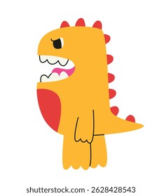 Funny dinosaur side view. Character in linear flat style.