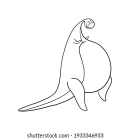 A funny dinosaur that is dancing, fun, dancing, playing. Vector illustration for design, mascot or textile print