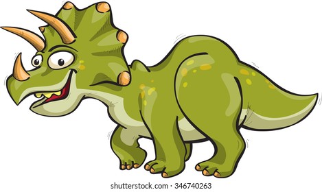 funny dinosaur - triceratops, vector, isolated on white, cartoon