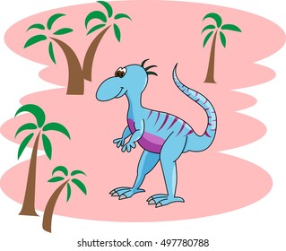 Funny Dinosaur Walking Around