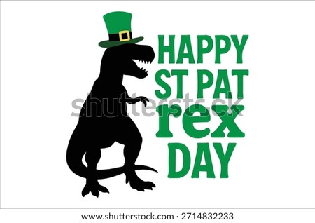 Funny dinosaur wearing green hat celebrating St. Patrick's Day