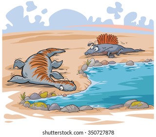 Funny Dinosaurs, all on separated layers for easy editing.