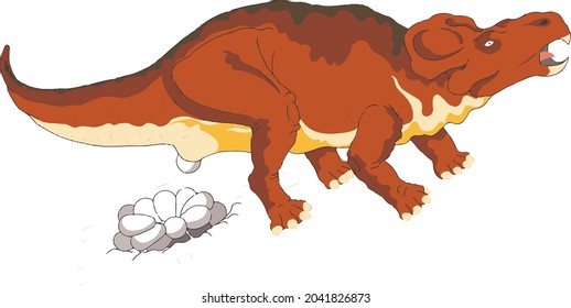 Funny Dinosaurs cartoon character. Brachiosaurus, pterodactyl, tyrannosaurus rex, dinosaur skeleton, triceratops, stegosaurus.