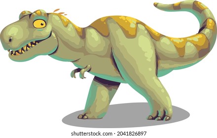 Funny Dinosaurs cartoon character. Brachiosaurus, pterodactyl, tyrannosaurus rex, dinosaur skeleton, triceratops, stegosaurus.