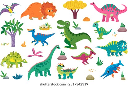 Funny dinosaurs in cartoon  style