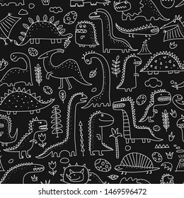 Funny dinosaurs, childish style. Seamless pattern for your design