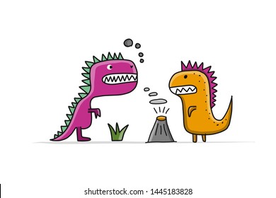 Funny dinosaurs, childish style for your design