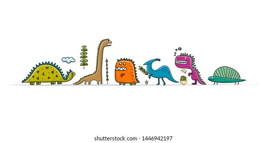 Funny dinosaurs, childish style for your design