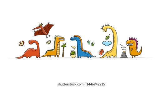 Funny dinosaurs, childish style for your design