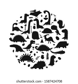 Funny dinosaurs, childish style for your design. Vector illustration