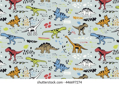 funny dinosaurs graphic color vector pattern