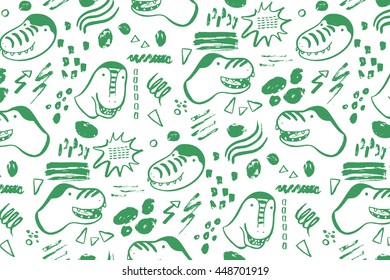 funny dinosaurs graphic color vector line pattern