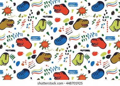 funny dinosaurs graphic color vector pattern