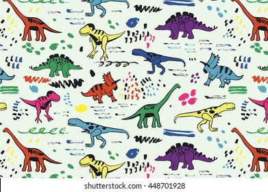 funny dinosaurs graphic color vector pattern