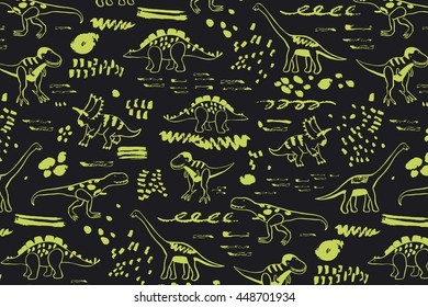 funny dinosaurs graphic color vector line pattern
