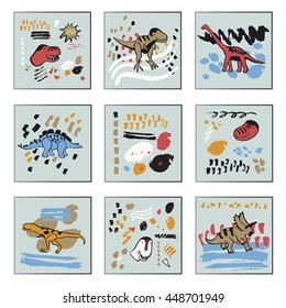 funny dinosaurs graphic color vector card print