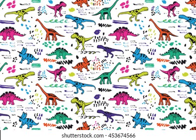 funny dinosaurs graphic color vector pattern