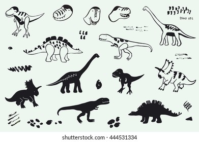 funny dinosaurs graphic vector set