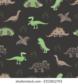 funny dinosaurs pattern. scandinavian style and pastel colors