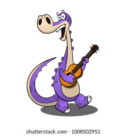 Funny Dinosaurs Play Guitars cartoon vector
