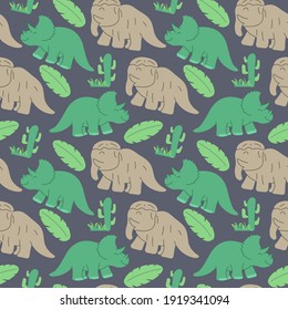 funny dinosaurs seamless pattern Ideal for cards, invitations, wallpaper, backgrounds and children room decoration.