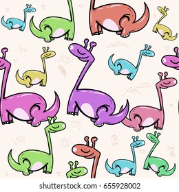 Funny dinosaurs seamless pattern vector. Kids illustration. Dinosaurs seamless backgrounds, template textile industry, preschool, children room decoration