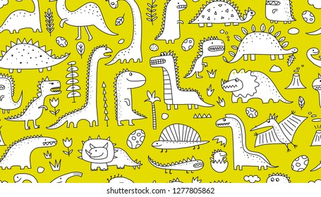 Funny dinosaurs. Seamless pattern for your design