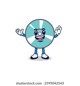 Funny disc character mascot illustration