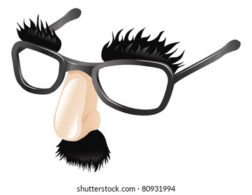 Funny Disguise, Comedy  Fake Nose Mustache, Eyebrows And Glasses.