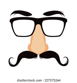 Funny disguise mask with glasses, big fake nose, mustache and heavy eyebrows