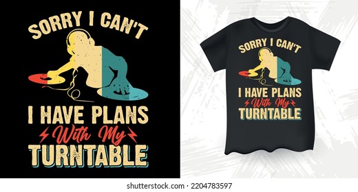 Funny DJ Mixing DJ Music Lover Vintage Music DJ T-Shirt Design
