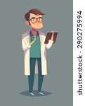 Funny doctor character. Isolated vector illustration.