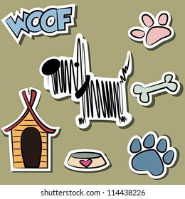 Funny Dog And Accessory Sticker Set