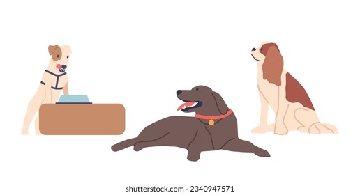 Funny Dog, Amusing Canines With Playful Antics Bringing Joy And Laughter To Those Around Them, Vector Illustration