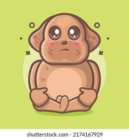 funny dog animal character mascot with sad expression isolated cartoon in flat style design