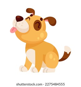 Funny Dog Animal Showing Tongue Enjoying and Cheering Vector Illustration