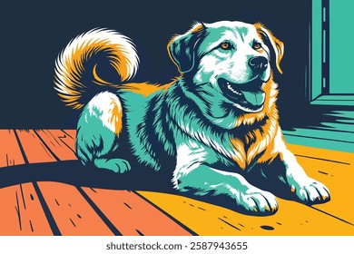 funny dog with beautiful eyes vector illustration