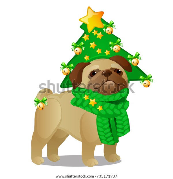 Funny Dog Breed Pug Christmas Decorations Royalty Free Stock Image