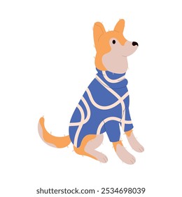 Raza de perro divertido sentado usando ropa Ilustración vectorial