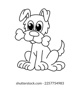 Graciosa ilustración vectorial de personajes de dibujos animados de perros. Para los niños coloreando el libro.