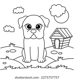 Funny dog cartoon characters vector illustration. For kids coloring book.
