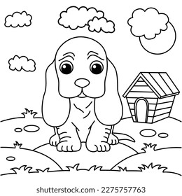 Funny dog cartoon characters vector illustration. For kids coloring book.