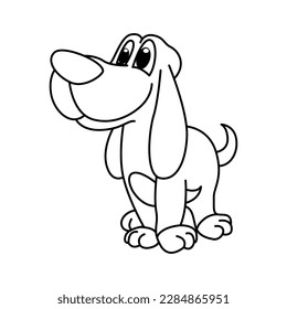 Funny dog cartoon characters vector illustration. For kids coloring book.